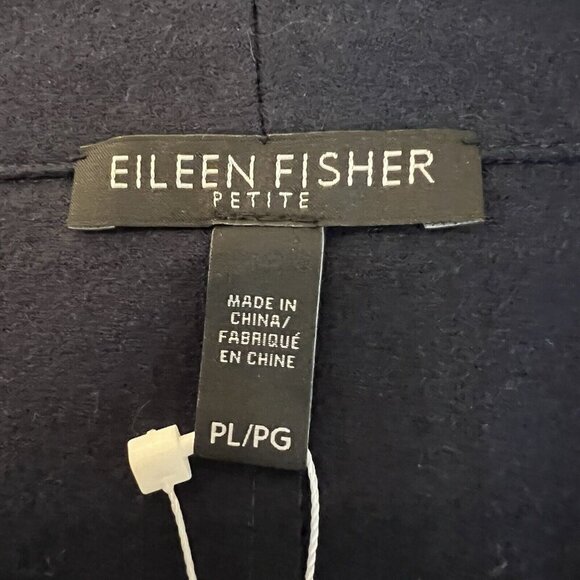 Eileen Fisher Boiled Wool Shawl Wrap Jacket Size Petite Large Midnight Navy Blue - Picture 8 of 14